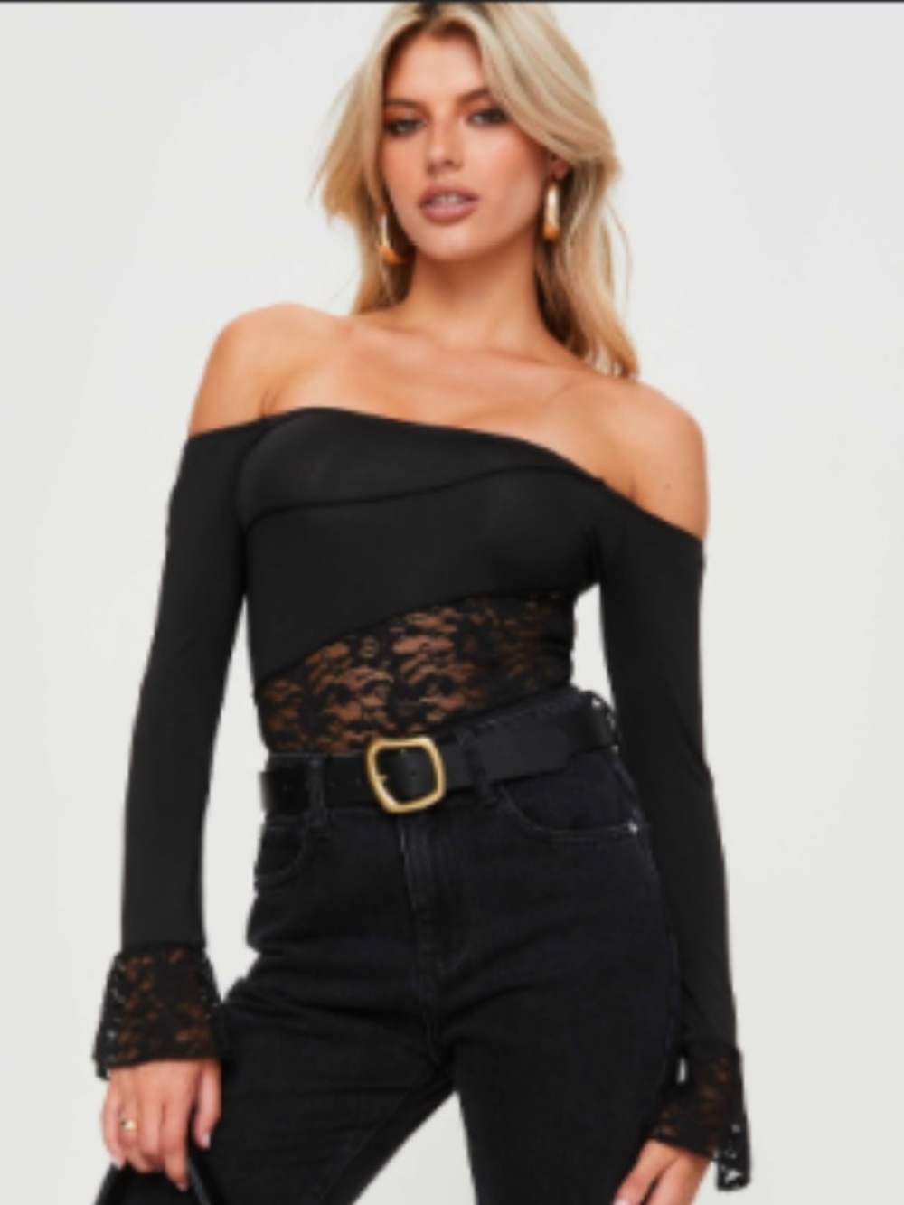 Princess Polly Valder Off The Shoulder Bodysuit Black